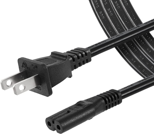 12FT Power Cord Compatible TCL Roku Samsung LG TV Non Polarized AC Power Cable Replacement [UL Listed]