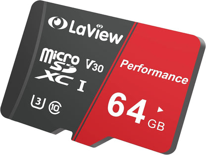 64GB Micro SDXC UHS-I Memory Card - 95MB/s, 633X, U3, C10, V30, A1, FAT32, High-Speed Flash TF Card with Adapter for Computers, Phones, and Tablets