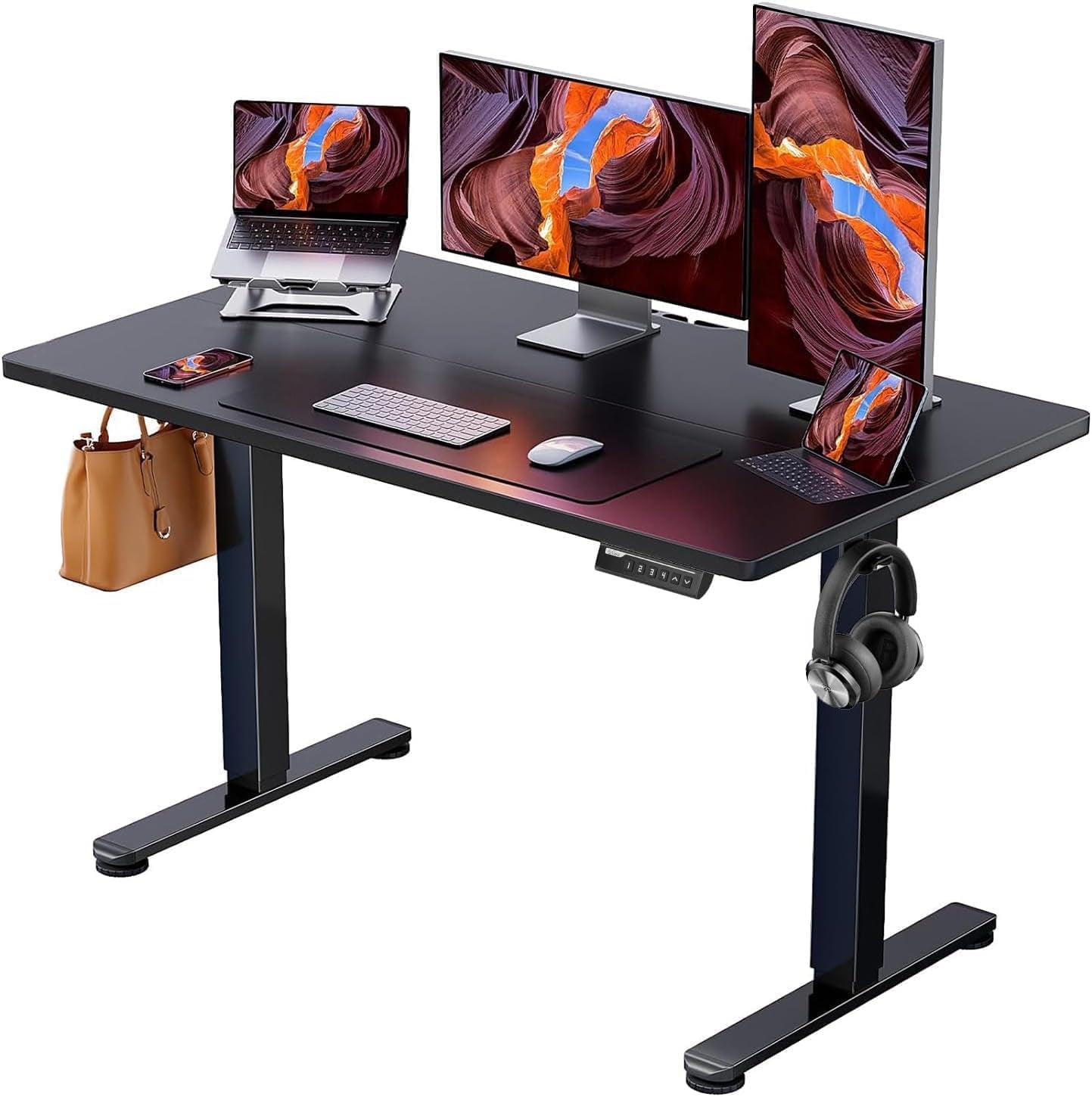 Electric Height Adjustable Standing Desk, 48 x 24 Inches Sit-Stand Computer Desk for Home Office (Black)