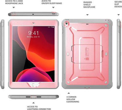 for Ipad 9Th Generation Case with Screen Protector (Unicorn Beetle Pro), [Built-In Stand] Heavy Duty Rugged Protective Case for Ipad 10.2 9Th / 8Th / 7Th Generation (2021/2020/2019), Rosegold